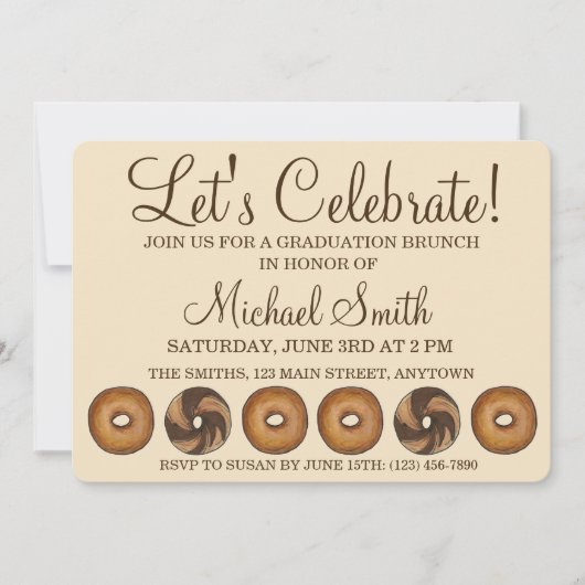Laten we vieren dat Bagel Graduation Party Brunch Kaart (Voorkant)
