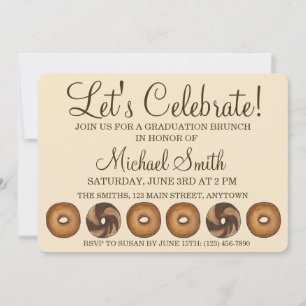 Laten we vieren dat Bagel Graduation Party Brunch Kaart
