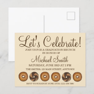 Laten we vieren dat Bagel Graduation Party Brunch Uitnodiging Briefkaart