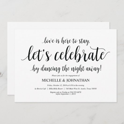 Laten we vieren dat de Engagement Party uitnodigt Kaart (Voorkant / Achterkant)