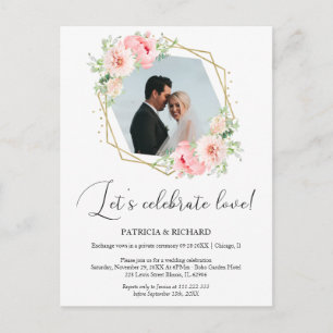 Laten we vieren Liefde Eloped bruiloft receptie Briefkaart