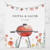 Laten we vieren met BBQ Couples Douche Wijn Etiket (Enkel label)