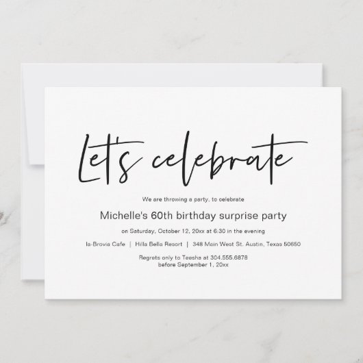 Laten we vieren, Surprise Birthday Party Kaart (Voorkant)