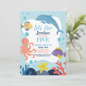 Laten we vijf 5e Oceaan Dolfijn Octopus Zee induik Kaart (Staand voorkant)