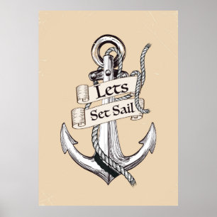 laten we vintage nautical poster zeilen