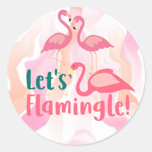 Laten we vliegen met Flamingo Birds Ronde Sticker