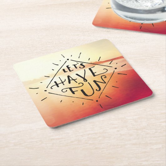 Laten we vlinder hebben vierkante kartonnen onderzetter (Schuin)