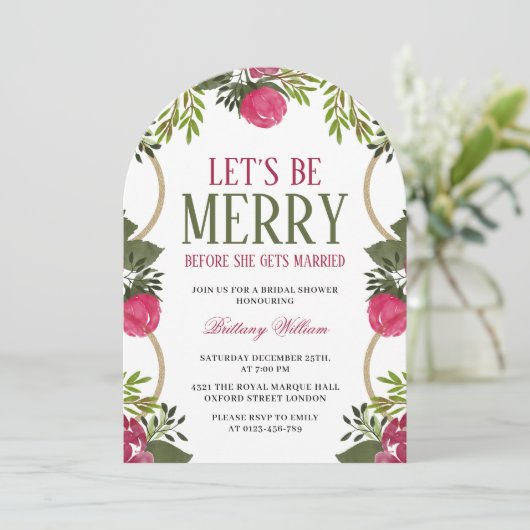 Laten we vrolijk zijn Kerstmis Bruids Douche uitno Kaart (Staand voorkant)