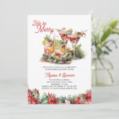Laten we vrolijk zijn Kerstmis Cocktails Trouwdouc Kaart (Staand voorkant)