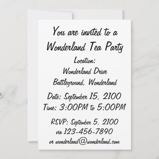 Laten we wat thee hebben (Wonderland Alice) Kaart (Achterkant)