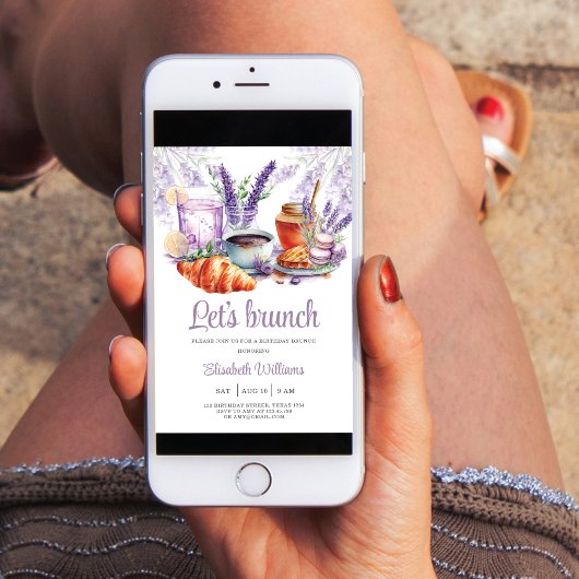 Laten we Waterverf Lavendel brunchen Kaart