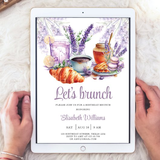 Laten we Waterverf Lavendel brunchen Kaart