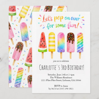 Laten we waterverf-popsicles verjaardag vieren kaart