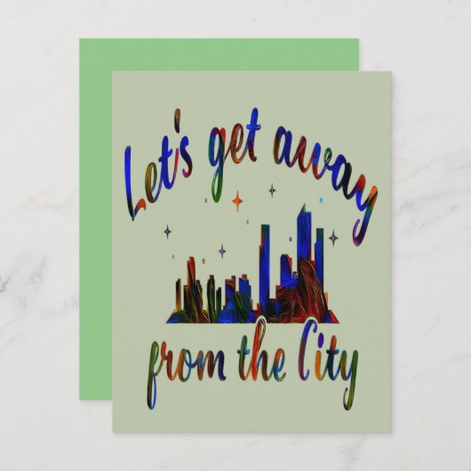 Laten we weg van de stad, grappige feestdag feestdagenkaart (Voorkant / Achterkant)