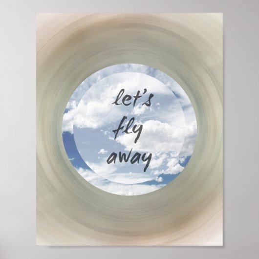 laten we wegvliegen om poster blauwe lucht en wolk (Voorkant)
