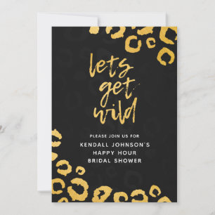 Laten we Wild Black en Gold Leopard Vrijgezellenfe Kaart