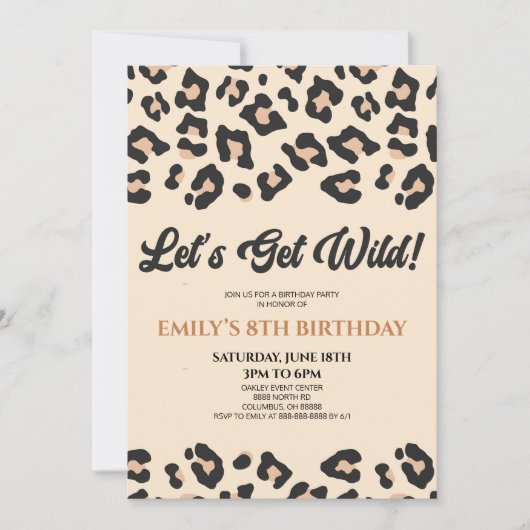 Laten we Wild Leopard Cheetah verjaardagsfeestje n Kaart (Voorkant)