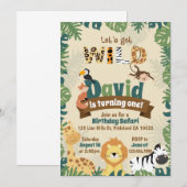 Laten we Wild Safari verjaardagsuitnodiging krijge Kaart (Voorkant / Achterkant)