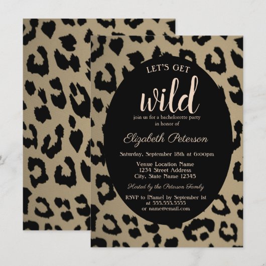 Laten we Wild Worden, Dier Luipaardprint Bachelore Kaart (Voorkant / Achterkant)