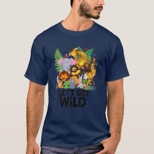 Laten we Wild Zoo Party Animal Oerwoud Animlas Saf T-shirt