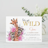 Laten we wilde safari dieren kinderen verjaardagsf kaart (Staand voorkant)