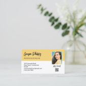 Laten we zachte gele QR-code foto aansluiten Visitekaartje (Staand voorkant)