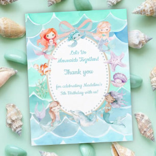 Laten we zeemeerminnen samen zijn, Mermaid Party V Bedankkaart