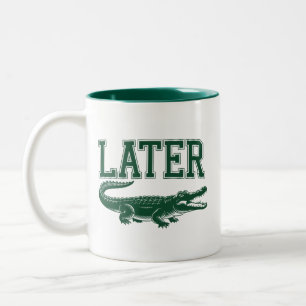 Later Alligator Grappige Alligator Grapjas Uitdruk Tweekleurige Koffiemok