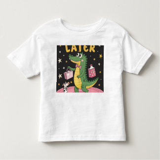"LATER" - Retro Cartoon Alligator met een verrassi Kinder Shirts