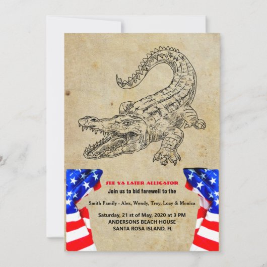 Later zal de Alligator een partijuitnodiging afwij Kaart (Voorkant)