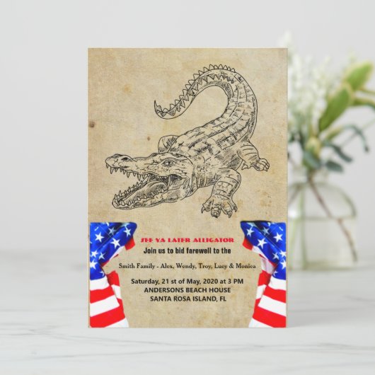 Later zal de Alligator een partijuitnodiging afwij Kaart (Staand voorkant)