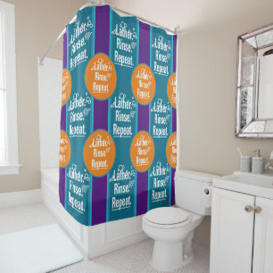 Lather spoelen Herhaal Aqua Stripes Oranje vlekken Douchegordijn