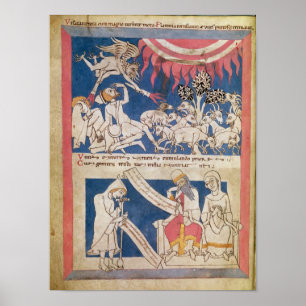 Latijn 7253 15 675, f.4v: De baan wordt door God g Poster