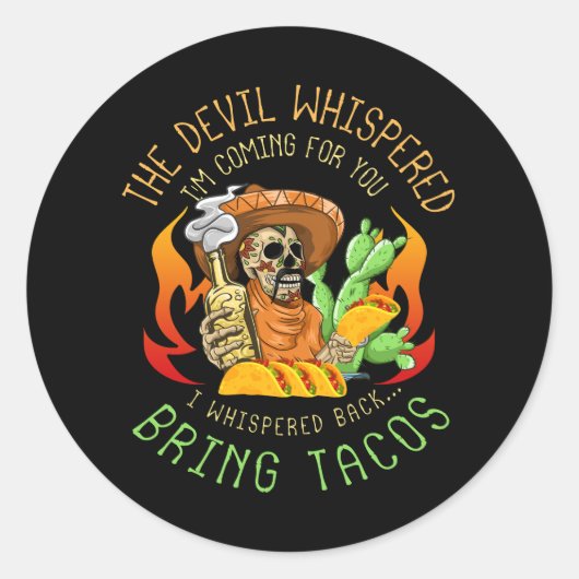 Latijn Devil Whispered Breng Tacos Spain Comida F Ronde Sticker (Voorkant)