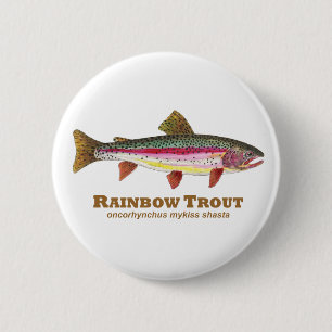 Latijnse naam regenboogforel ronde button 5,7 cm