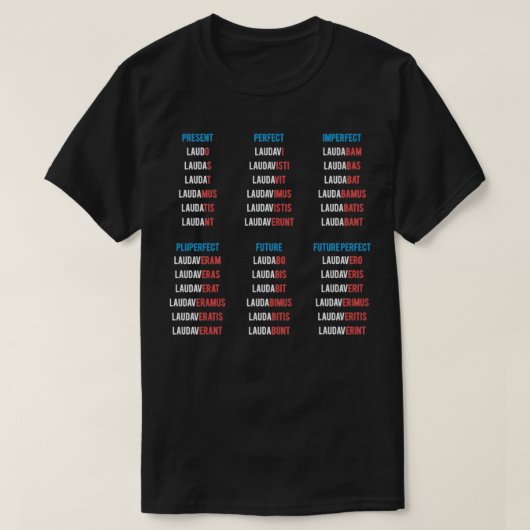 Latijnse Verbs Conjugation T-shirt (Design voorkant)