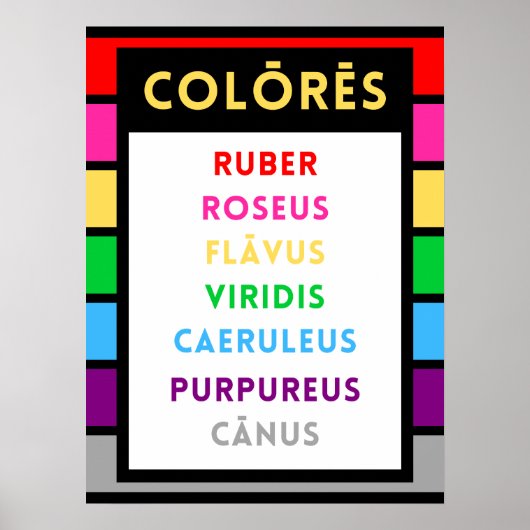 Latin Colours Poster - Latin Teacher Gift (Voorkant)
