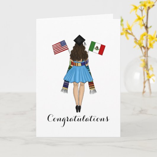 Latina Afstuderen Afstudeerder Serape Mexico Ameri Kaart (Gele Bloem)