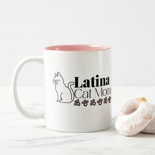 Latina kat mam met Kat poten Tweekleurige Koffiemok (Met donut)