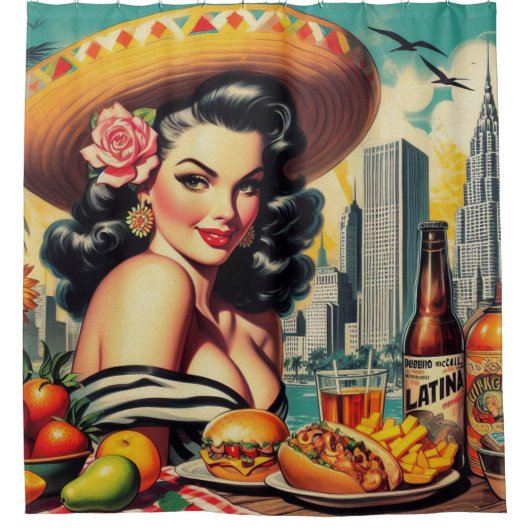 Latina schilderij Douchegordijn (Voorkant)