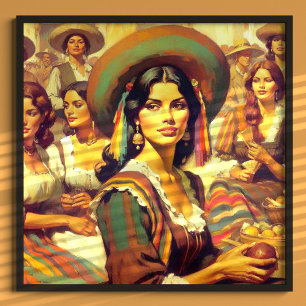 Latina Vrouw Schilderen Poster