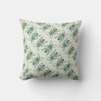 Latipes insecte motif vert turquoise coussin