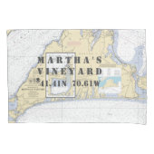 Latitude Longitude Martha's wijngaard Nautical Kussensloop (Voorkant)