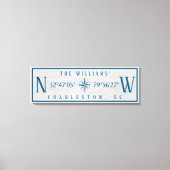 Latitude Longitude Personalized Family Name Wrap Canvas Afdruk (Voorkant)