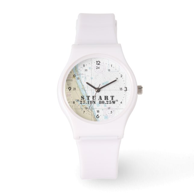 Latitude & Longitude Stuart, Florida, Nautical Horloge (Voorkant)