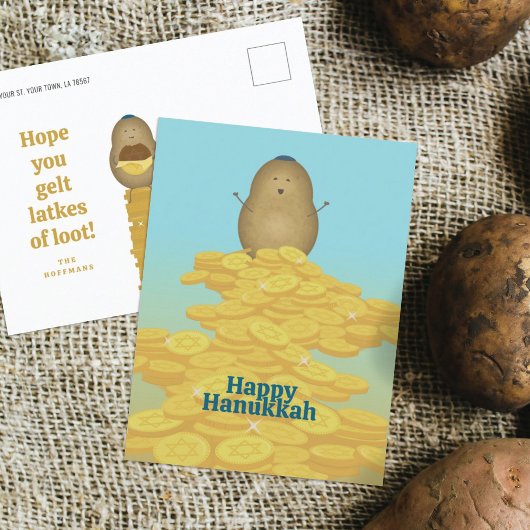 Latkes and Gelt Hanukkah Card Feestdagenkaart