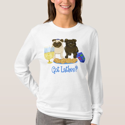 Latkes Hanukkah Pug T - shirts (Voorkant)