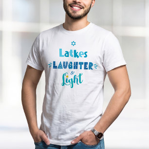 Latkes Lachende Lichtblauwe Typografie Hanukkah Pr T-shirt