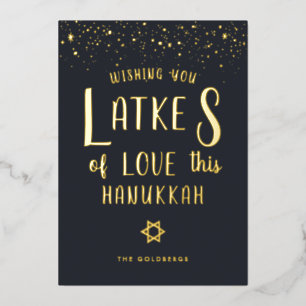 Latkes van Liefde   Hanukka Wenskaart Folie Feestdagenkaart