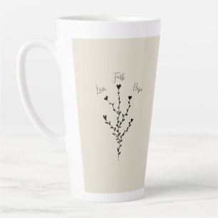 Latte Amour Foi Espoir dans la tasse de café en lin gran